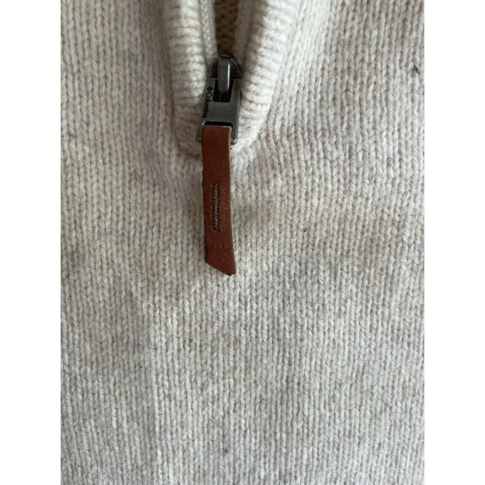 Columbia XCO Wool Sweater Mens XL Beige Color 1/4 Zip Pullover